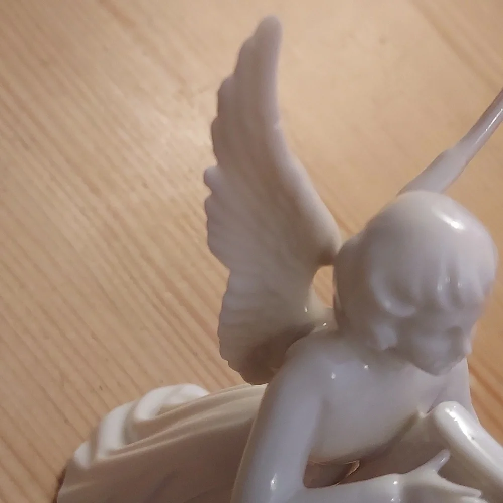Vintage Dresden porcelain angel with harp